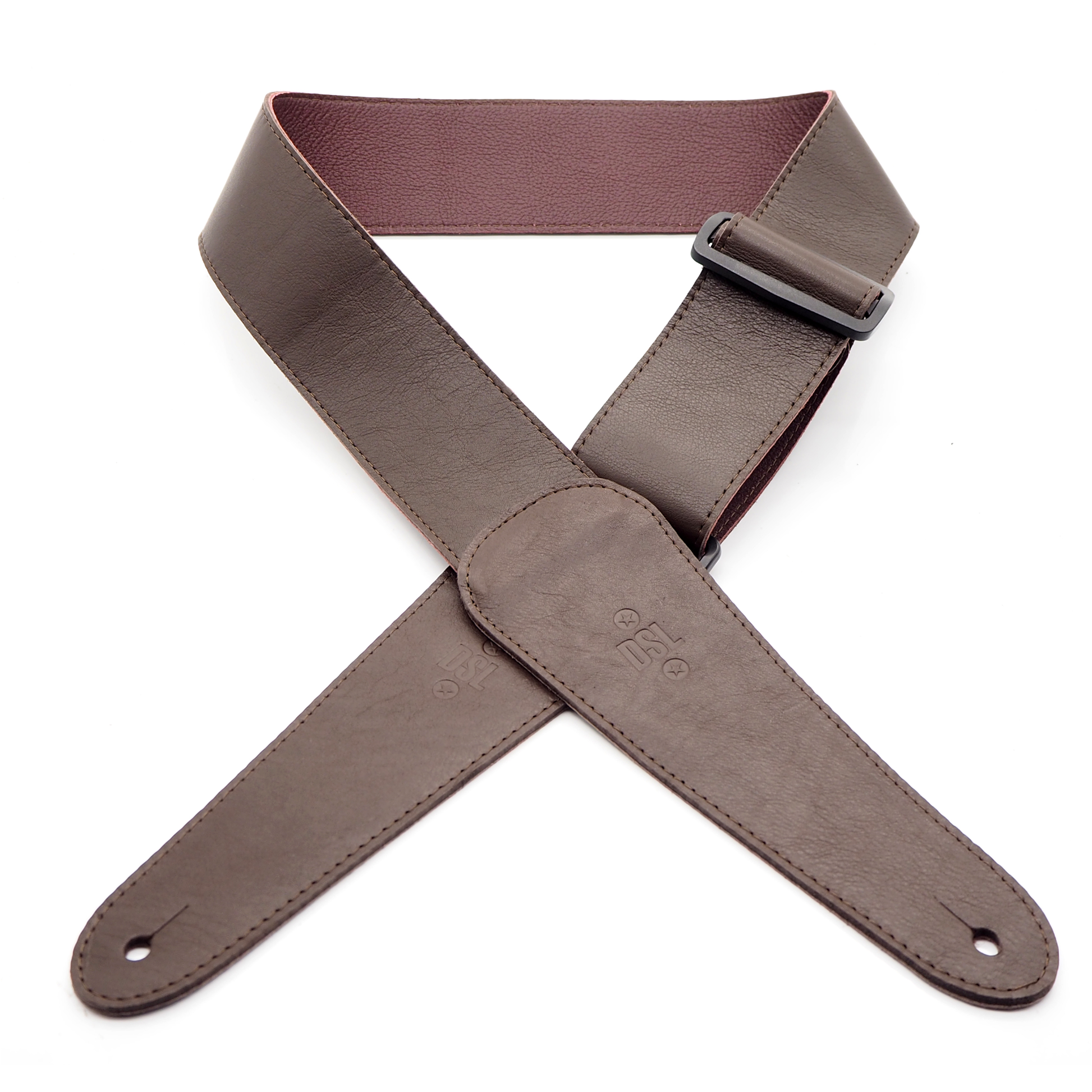DSL 2.5 inch Premium Leather Slider Adjust Strap Extra Long - Brown