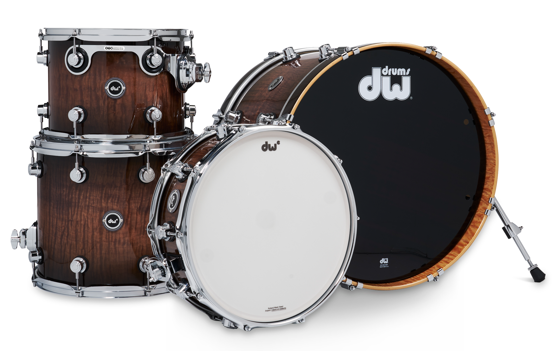 DWe 4pc Shell Pack Electronic Kit - Curly Maple Burst (Exotic) + Rubix24 Interface