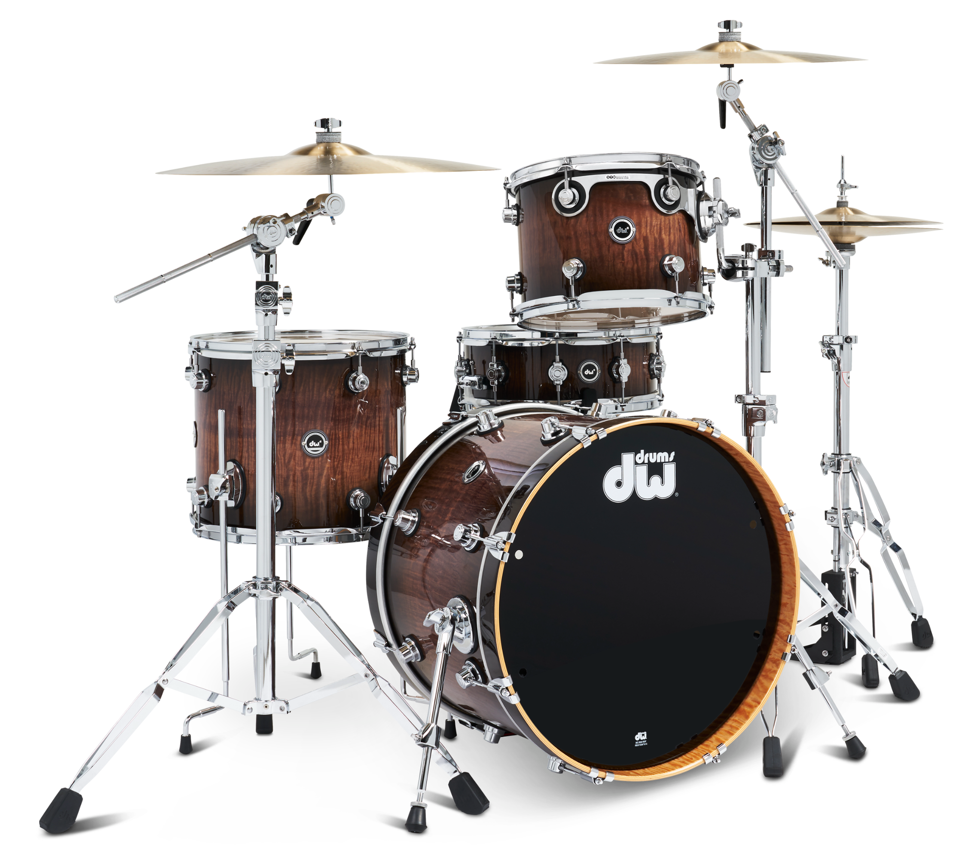 DWe 4pc Shell Pack + Cymbal Bundle Electronic Kit - Curly Maple Burst (Exotic) + Rubix24 Interface