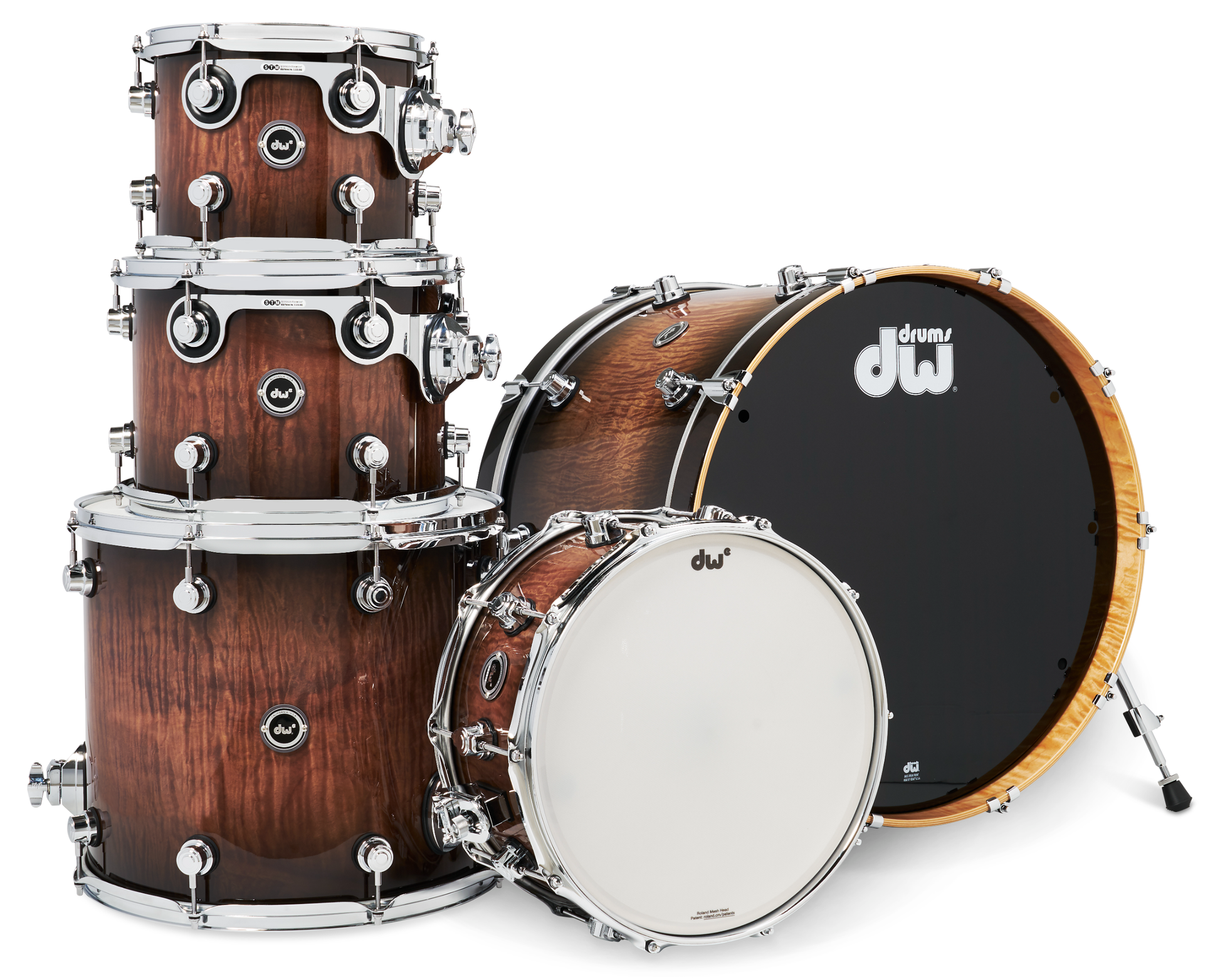 DWe 5pc Shell Pack + Cymbal Bundle Electronic Kit - Curly Maple Burst (Exotic) + Rubix24 Interface