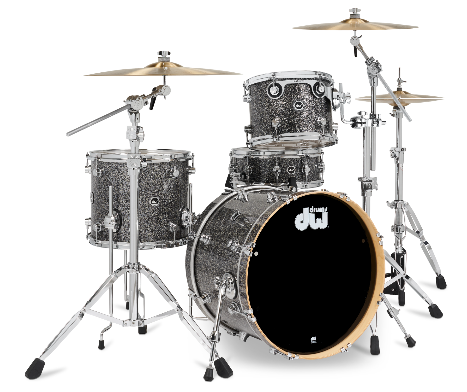 DWe 4pc Shell Pack + Cymbal Bundle Electronic Kit - Black Galaxy (Finish Ply) + Rubix24 Interface