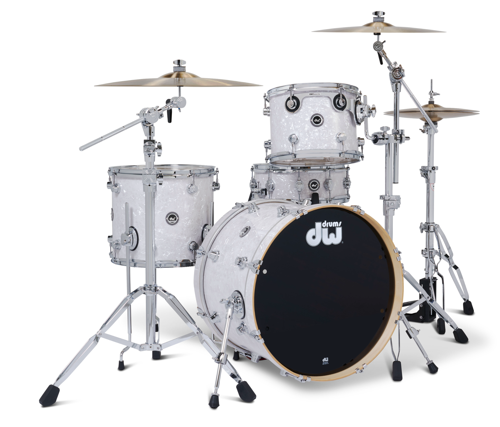 DWe 4pc Electronic Kit w/Cymbal + HW Bundle - White Marine Pearl (Finish Ply) + Rubix24 Interface