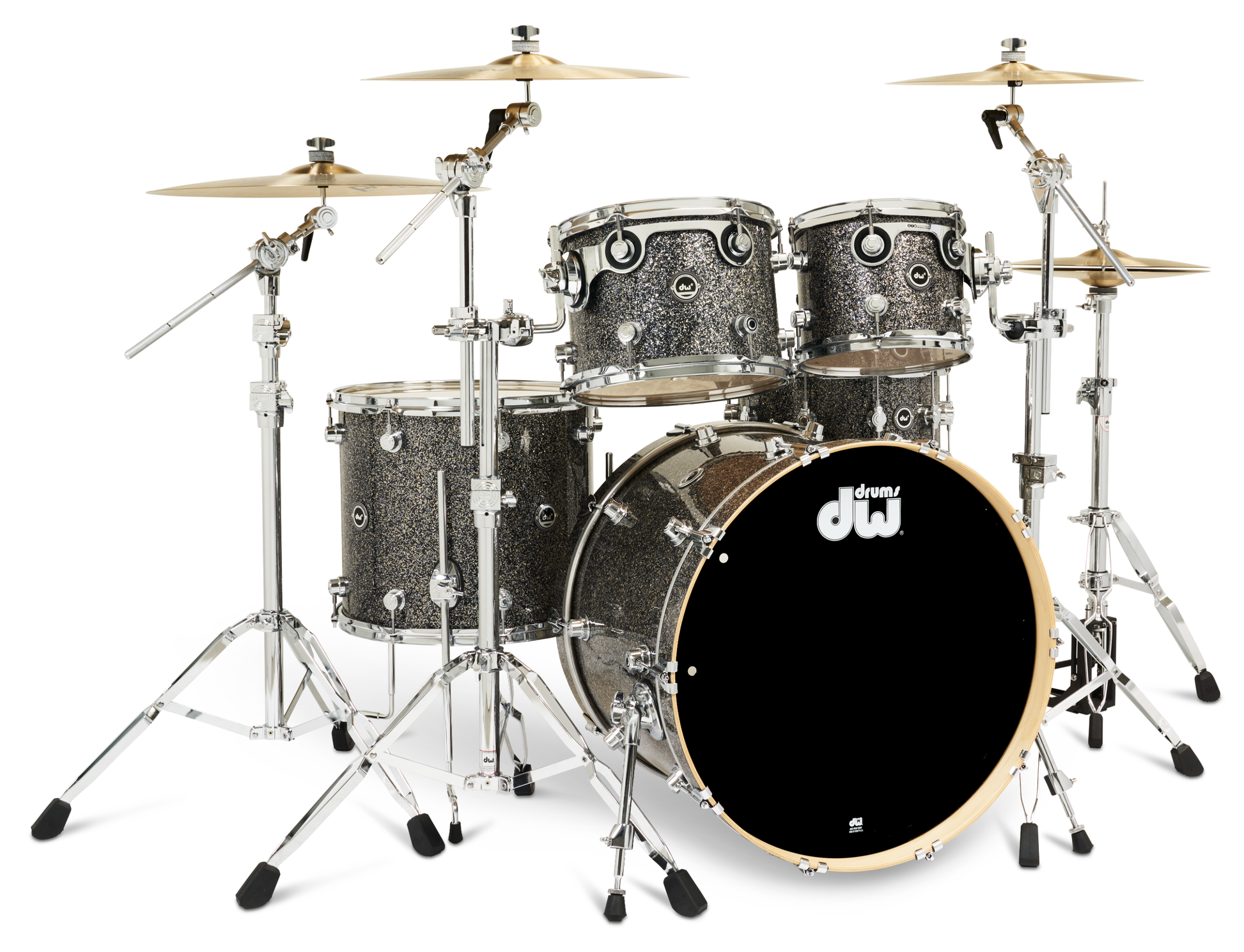 DWe 5pc Electronic Kit w/Cymbal + HW Bundle - Black Galaxy (Finish Ply) + Rubix24 Interface