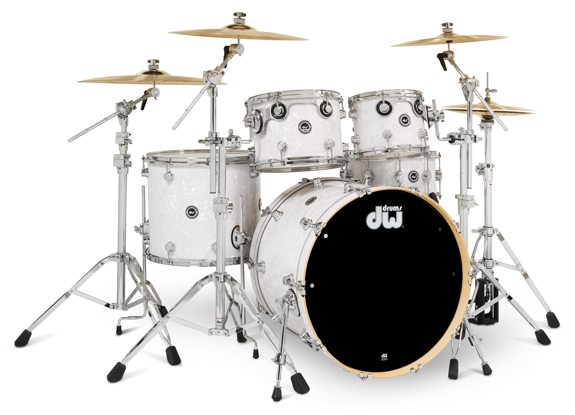 DWe 5pc Shell Pack + Cymbal Bundle Electronic Kit - White Marine Pearl (Finish Ply) + Rubix24 Interface