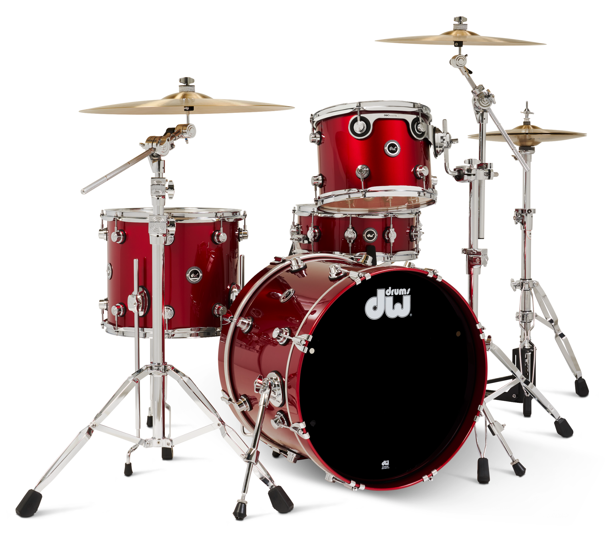 DWe 4pc Electronic Kit w/Cymbal + HW Bundle - Black Cherry Metallic (Lacquer Gloss) + Rubix24 Interface