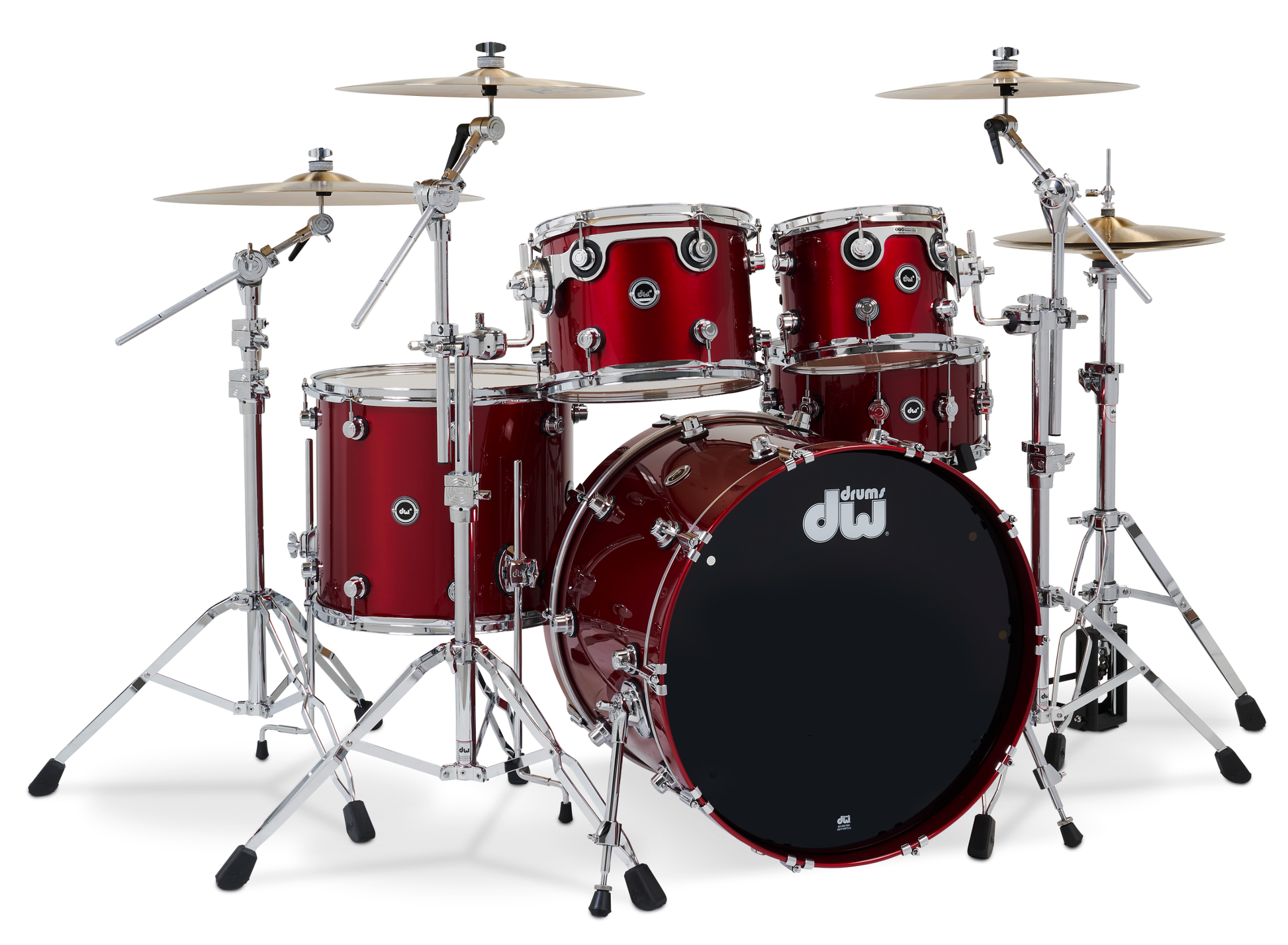DWe 5pc Shell Pack + Cymbal Bundle Electronic Kit - Black Cherry Metallic (Lacquer Gloss) + Rubix24 Interface
