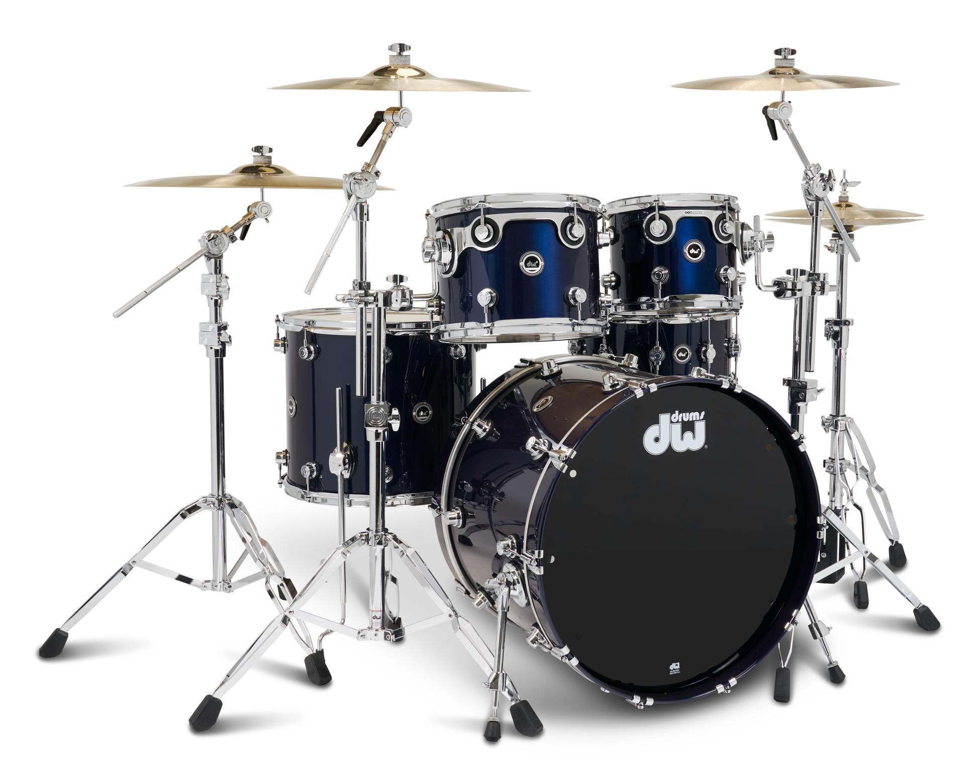 DWe 5pc Shell Pack + Cymbal Bundle Electronic Kit - Midnight Blue Metallic (Lacquer Gloss) + Rubix24 Interface