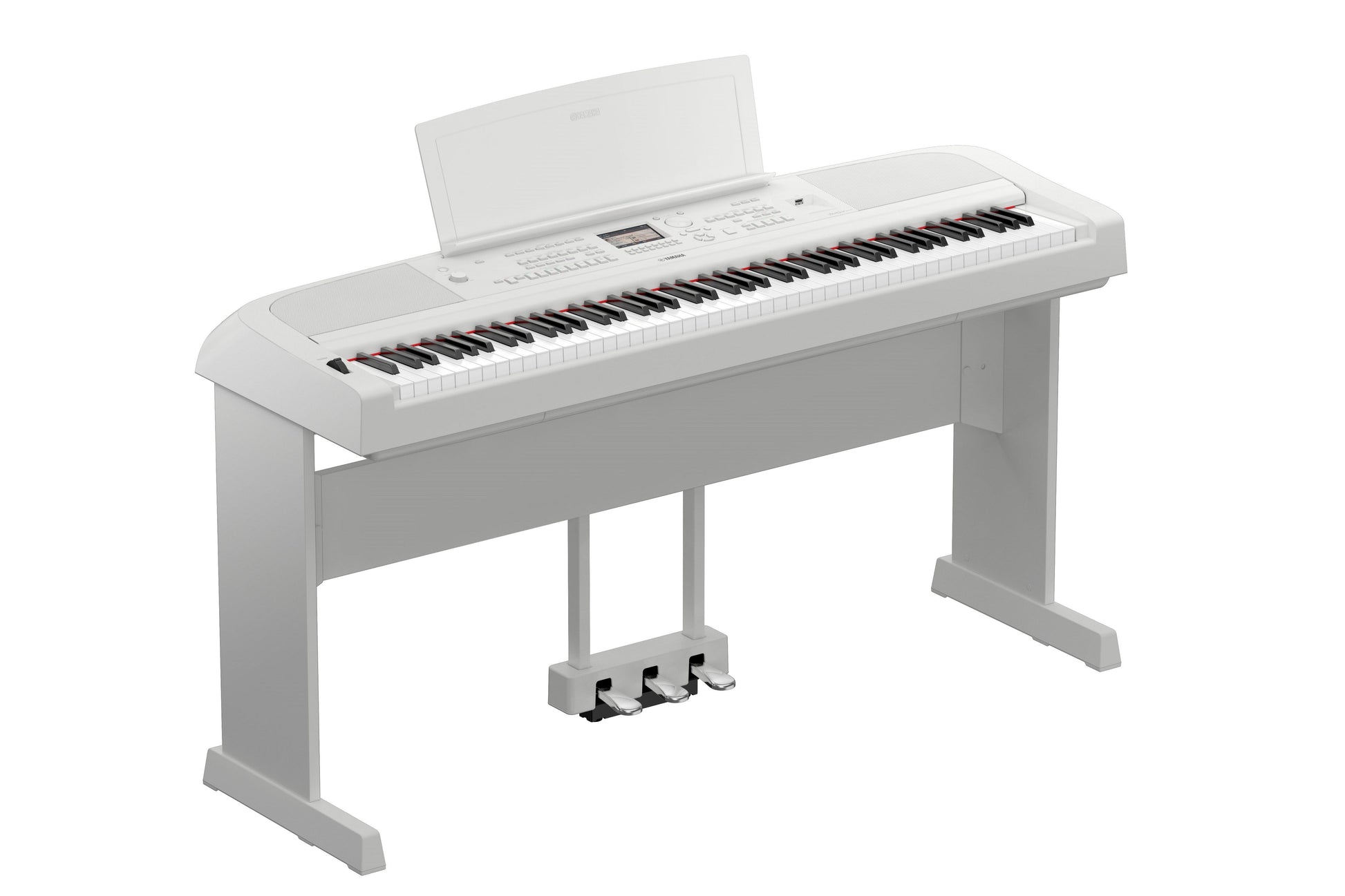Yamaha DGX-670WH Portable Grand Piano w/Stand and Pedal Unit - White