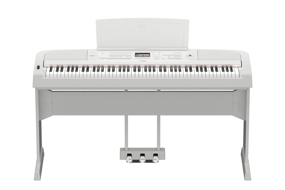 Yamaha DGX-670WH Portable Grand Piano w/Stand and Pedal Unit - White