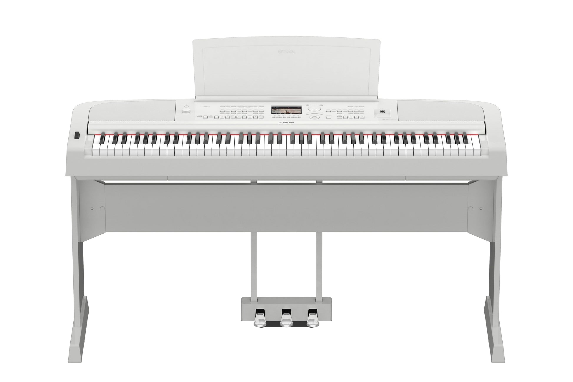 Yamaha DGX-670WH Portable Grand Piano w/Stand and Pedal Unit - White