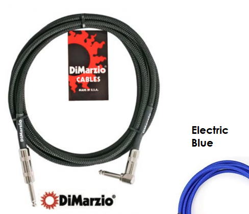 Dimarzio Braided Instrument Cable 18ft (6m) - Electric Blue -Straight-RA (EP18EB)