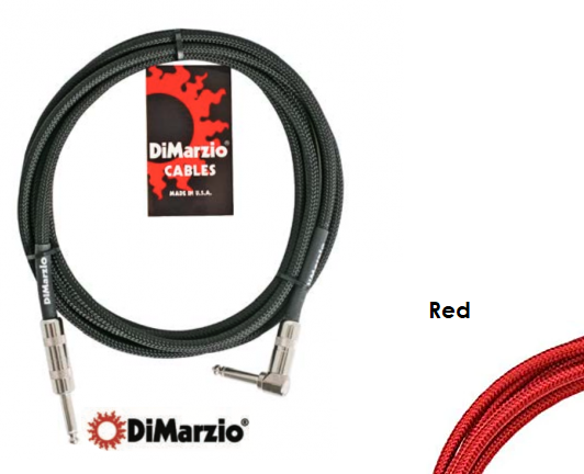 Dimarzio Braided Instrument Cable 18ft (6m) - Red -Straight-RA (EP18R)