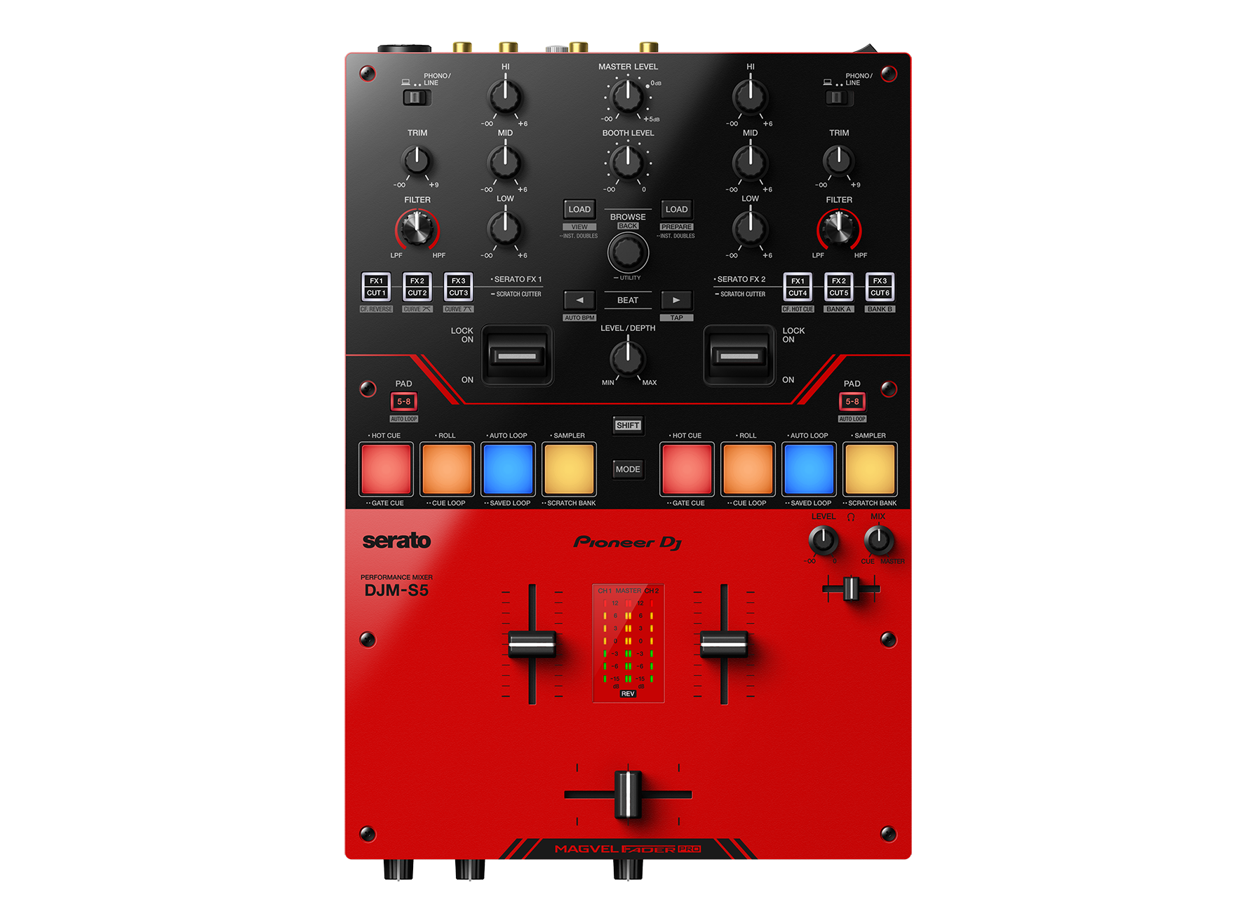 Pioneer DJ DJM-S5 Scratch-style 2-channel DJ Mixer - Gloss Red