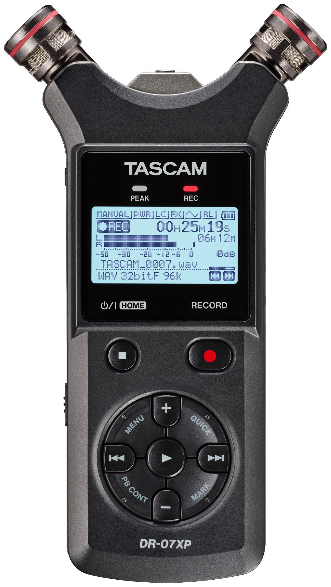 TASCAM DR-07XP 2ch Portable 32-bit Handheld Recorder w/USB-C + Adjustable Mics