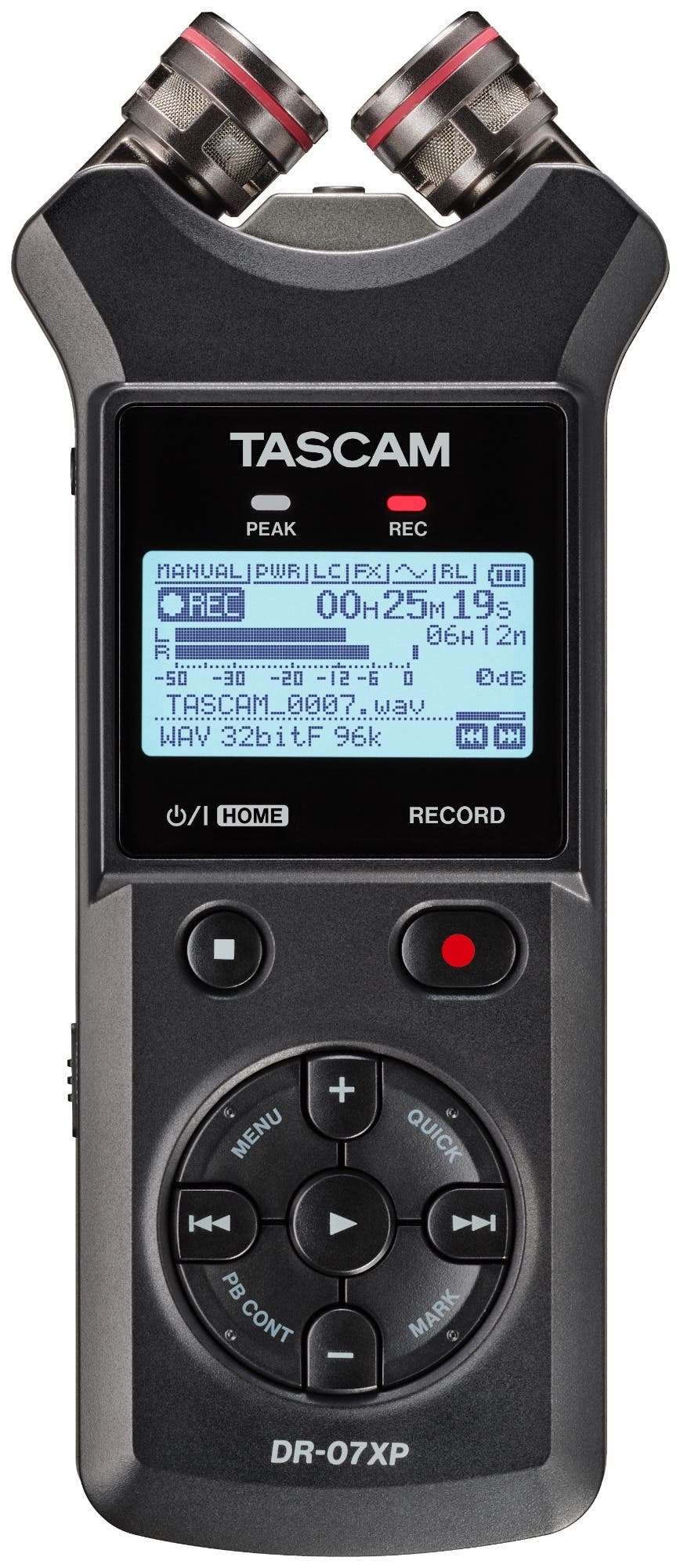 TASCAM DR-07XP 2ch Portable 32-bit Handheld Recorder w/USB-C + Adjustable Mics