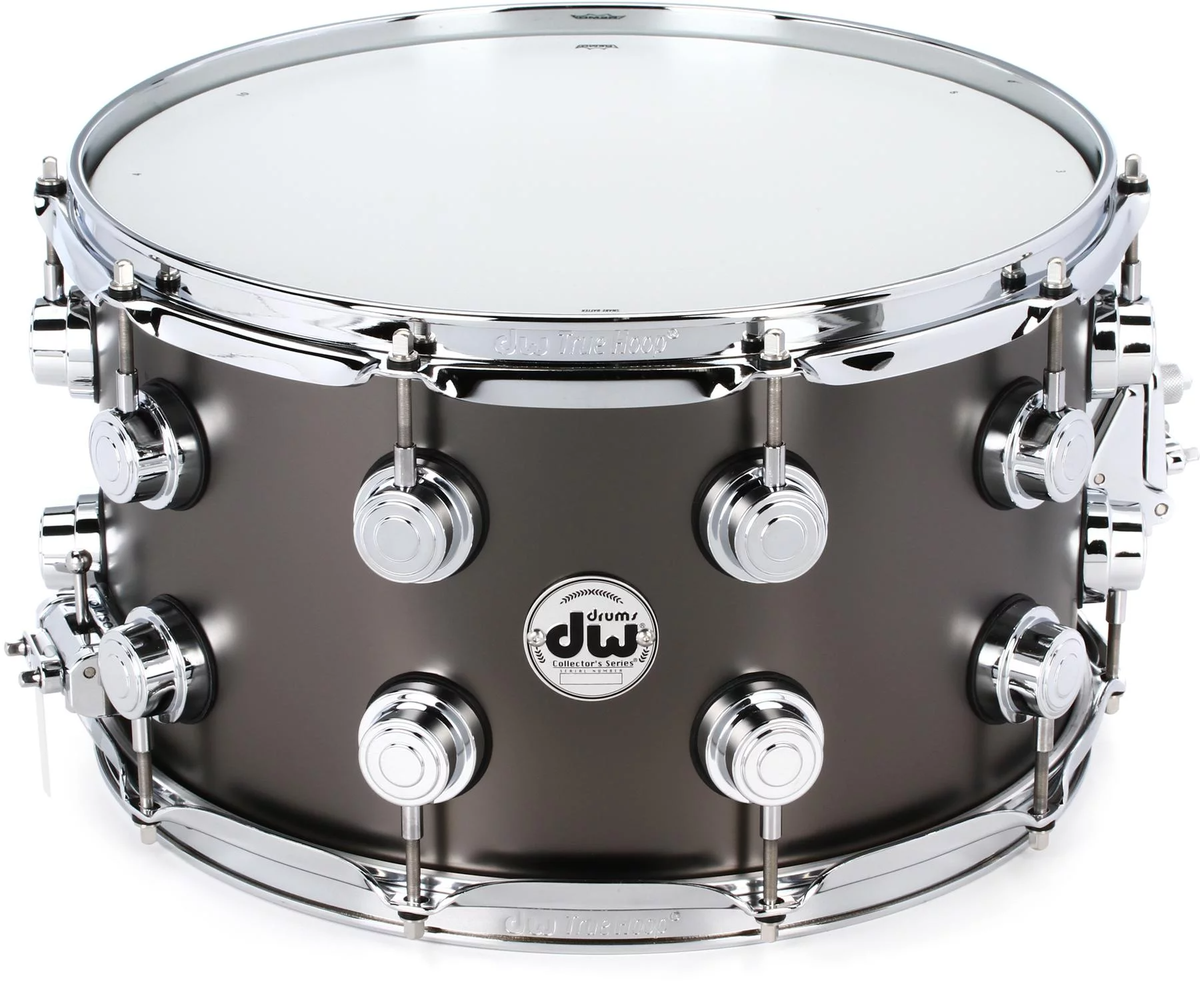 DW Collectors Series 14x8 Satin Black Brass Snare Drum - Chrome HW