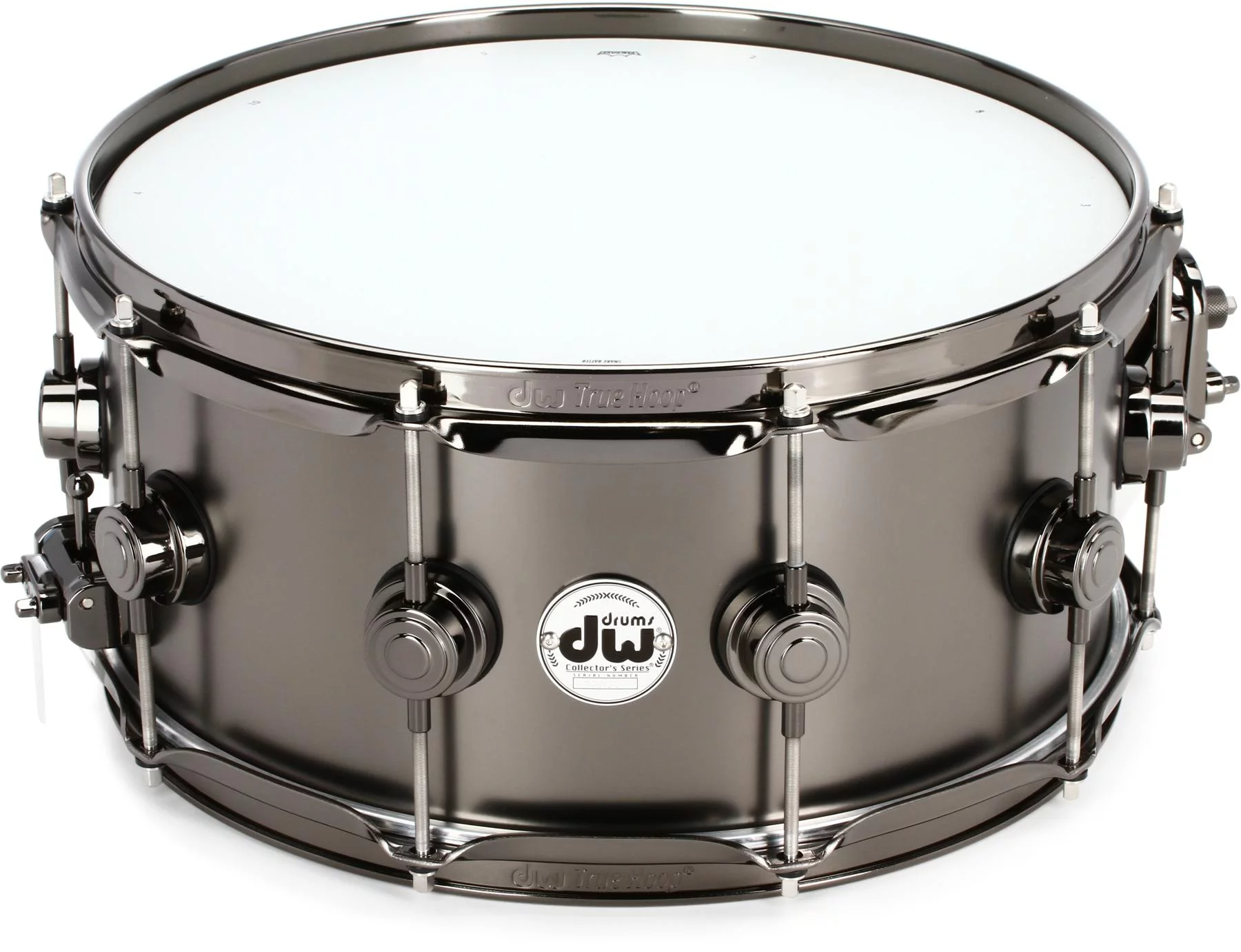 DW Collectors Series 14x6.5 Satin Black Brass Snare Drum - Black Nickel HW