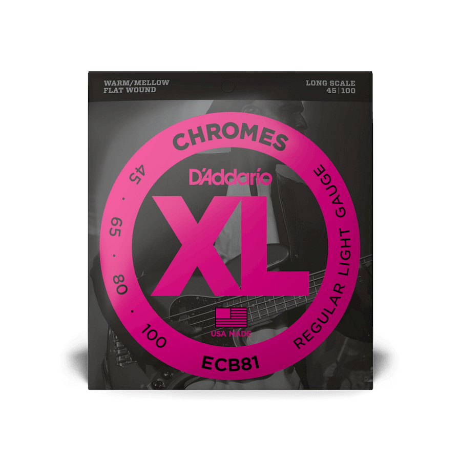 D'Addario XL Chromes Flatwound Bass Strings - 45-100 (Long Scale)