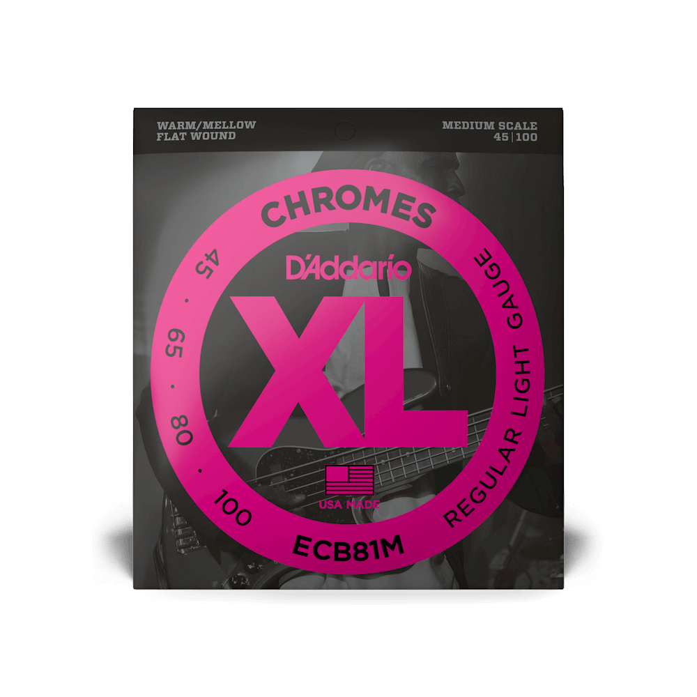 D'Addario XL Chromes Flatwound Bass Strings - 45-100 Medium Scale