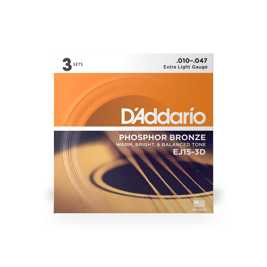 D'Addario EJ15-3D Acoustic Guitar Strings - 10-47 (3 pack)