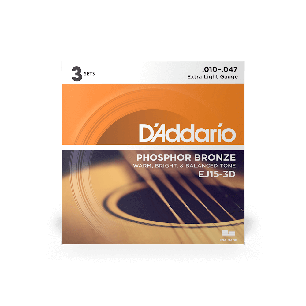 D'Addario EJ15-3D Acoustic Guitar Strings - 10-47 (3pk)