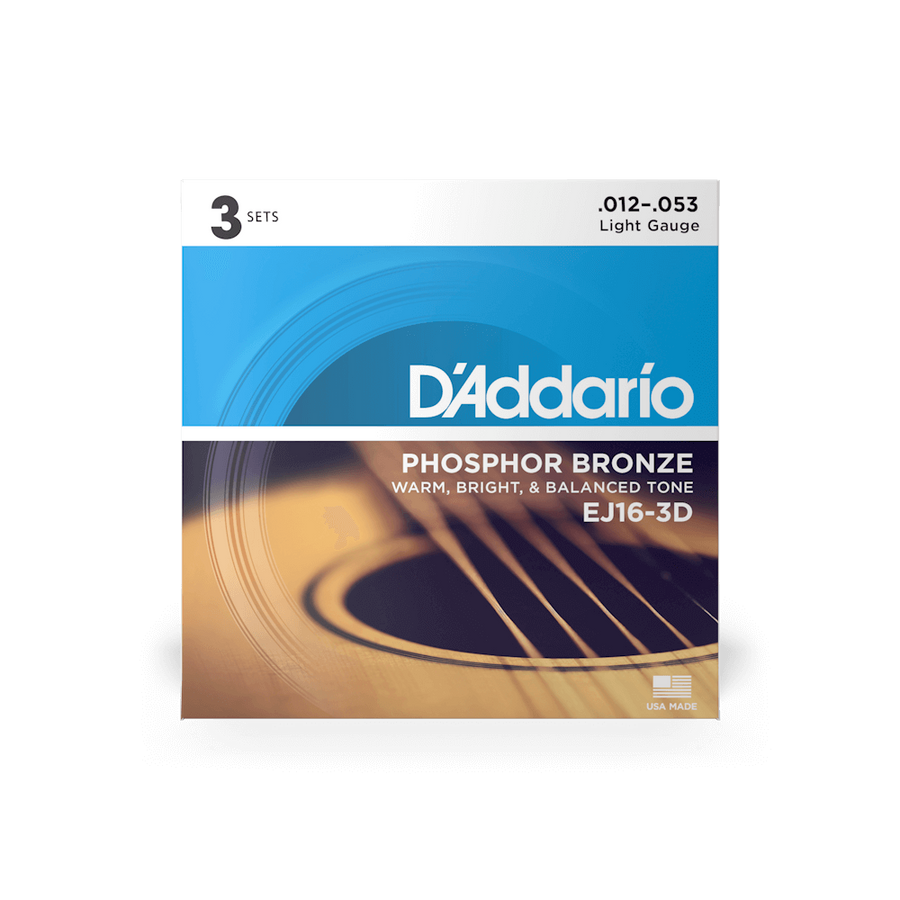 D'Addario EJ16-3D Acoustic Guitar Strings - 12-53 (3 pack)