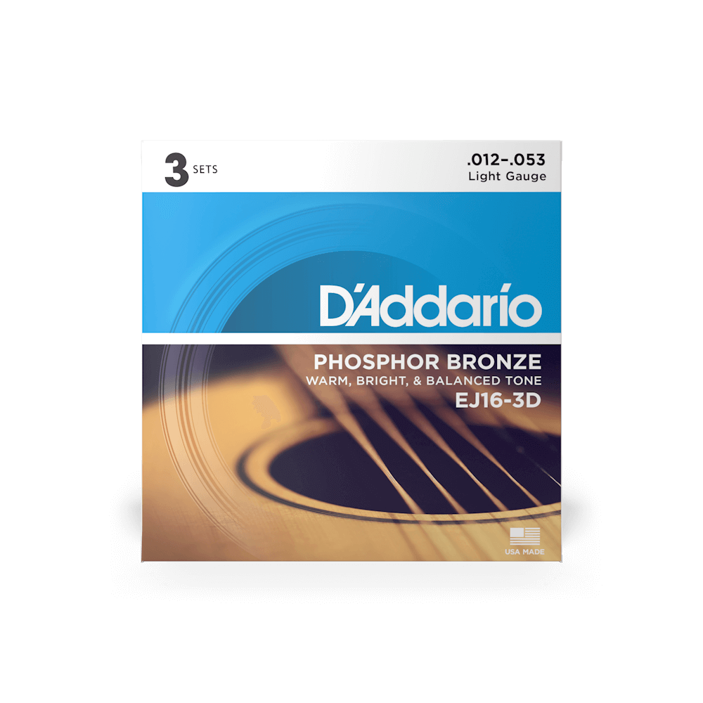 D'Addario EJ16-3D Acoustic Guitar Strings - 12-53 (3pk)