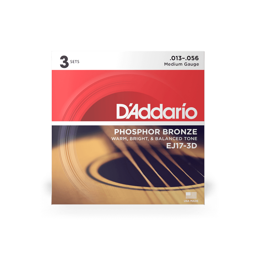 D'Addario EJ17-3D Acoustic Guitar Strings - 13-56 (3 pack)