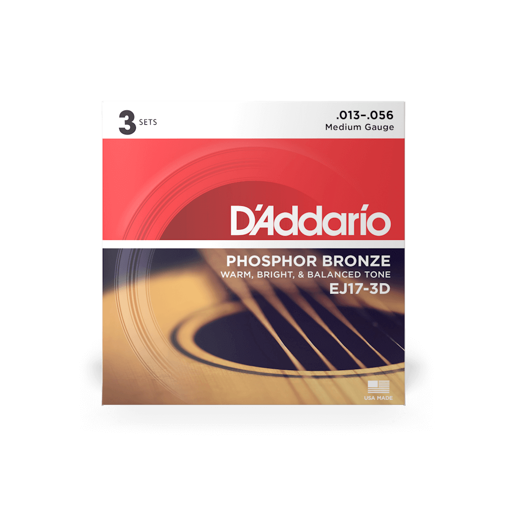 D'Addario EJ17-3D Acoustic Guitar Strings - 13-56 (3pk)