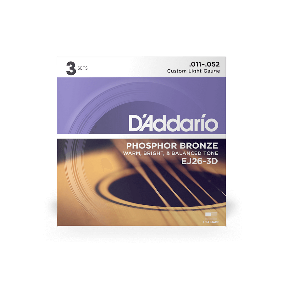D'Addario EJ26-3D Acoustic Guitar Strings - 11-52 (3 pack)