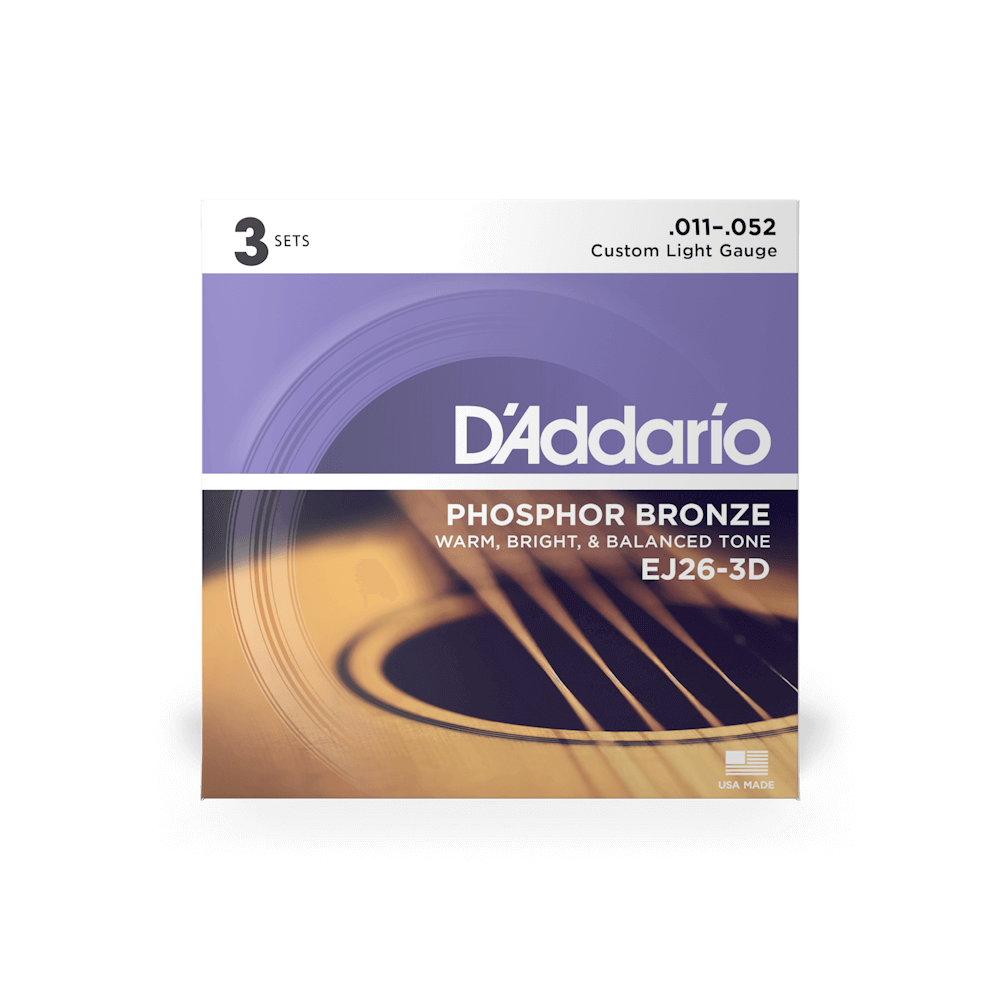 D'Addario EJ26-3D Acoustic Guitar Strings - 11-52 (3pk)