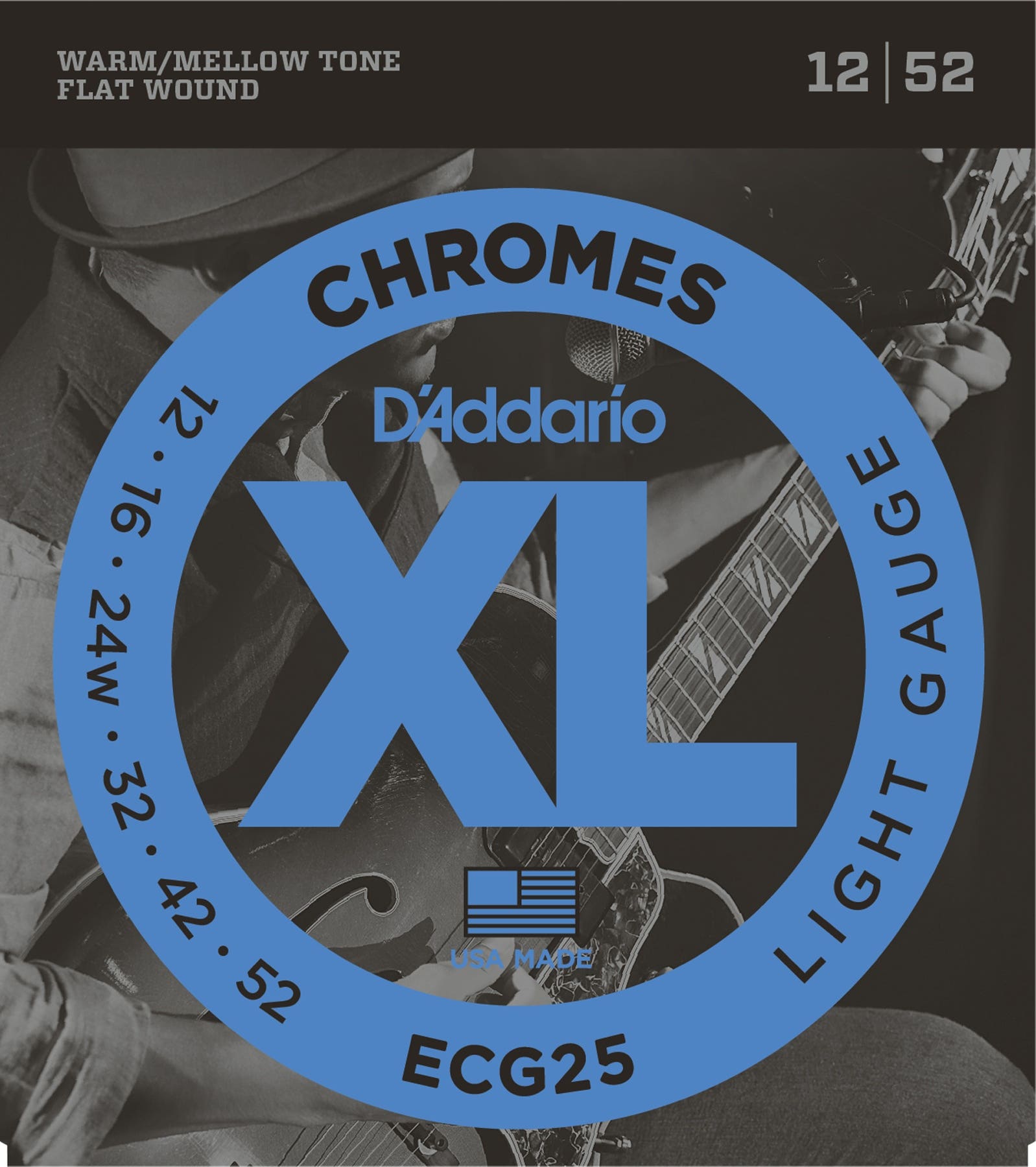 D'Addario XL Chromes Flatwound Electric String Set - 12-52
