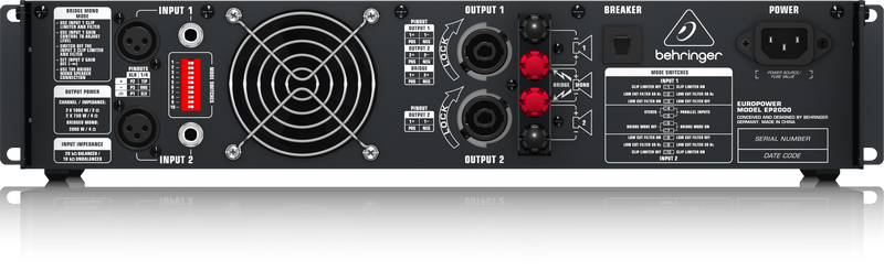 Behringer Europower EP2000 2000w Power Amplifier