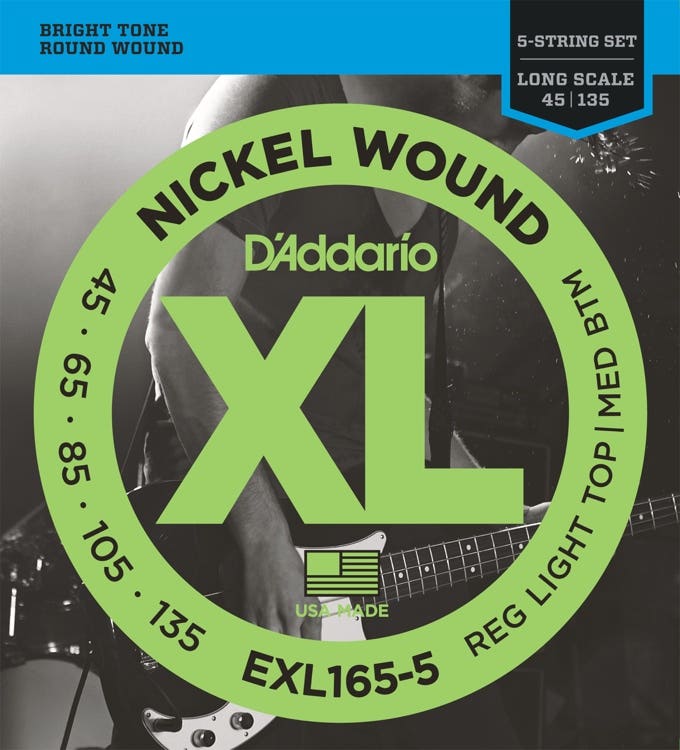 Daddario EXL165-5 5-string nickel wound bass string set 45-135
