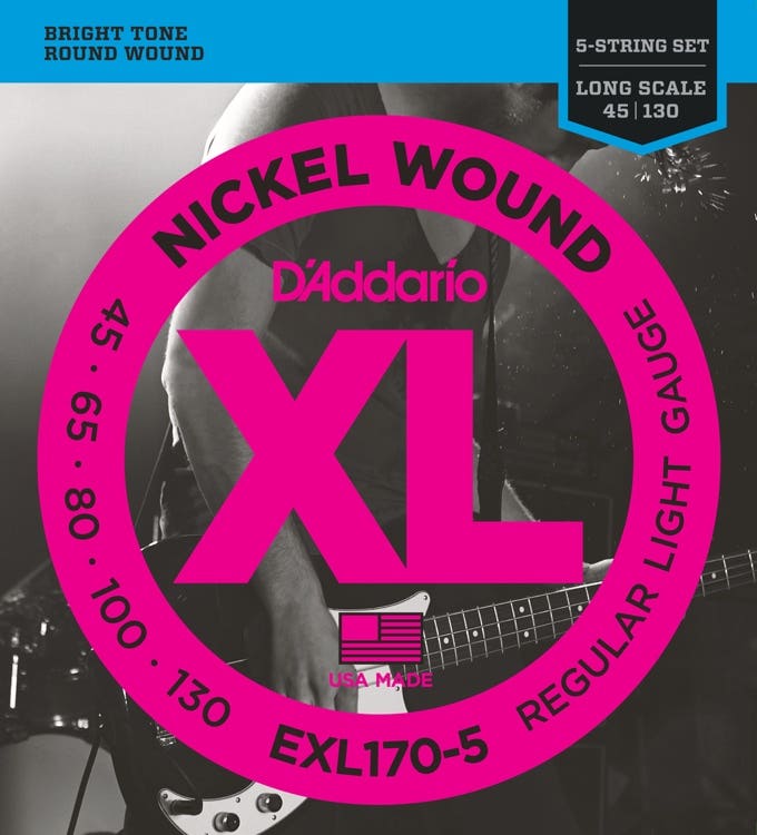 Daddario EXL170-5 5-string nickel wound bass string set 45-130