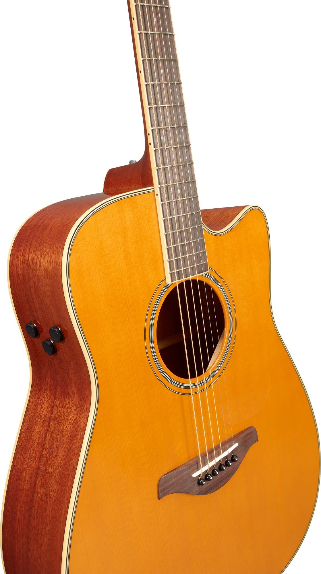 Yamaha FGC-TA TransAcoustic Dreadnaught Guitar w/Cutaway - Vintage Tint