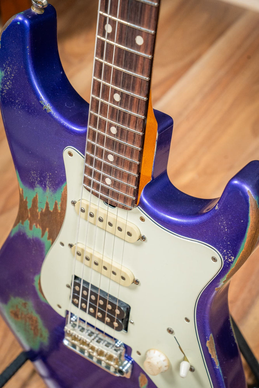 Friedman Vintage S HSS - Rosewood FB - Nitro Heavy Aged Purple Metallic Over Sage Green