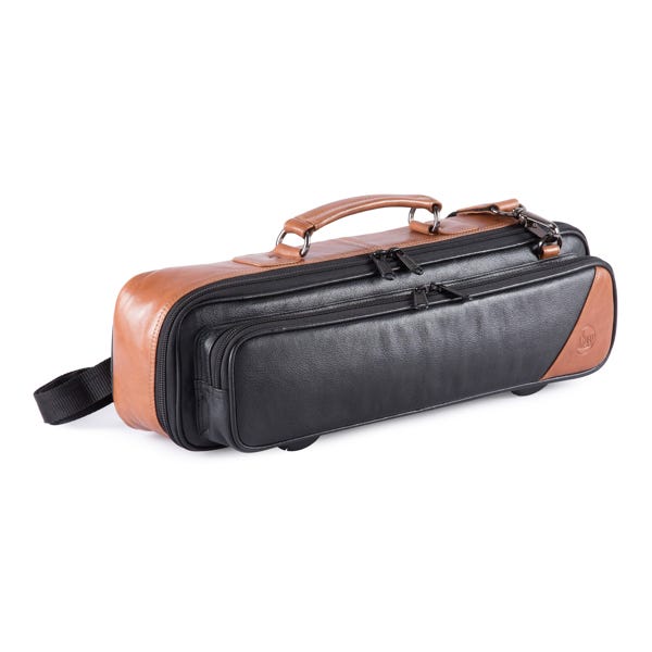 Gard Flute+Piccolo Case Cover - B&C foot - Leather Black w/ Tan Trim (GAFL161DMLN)
