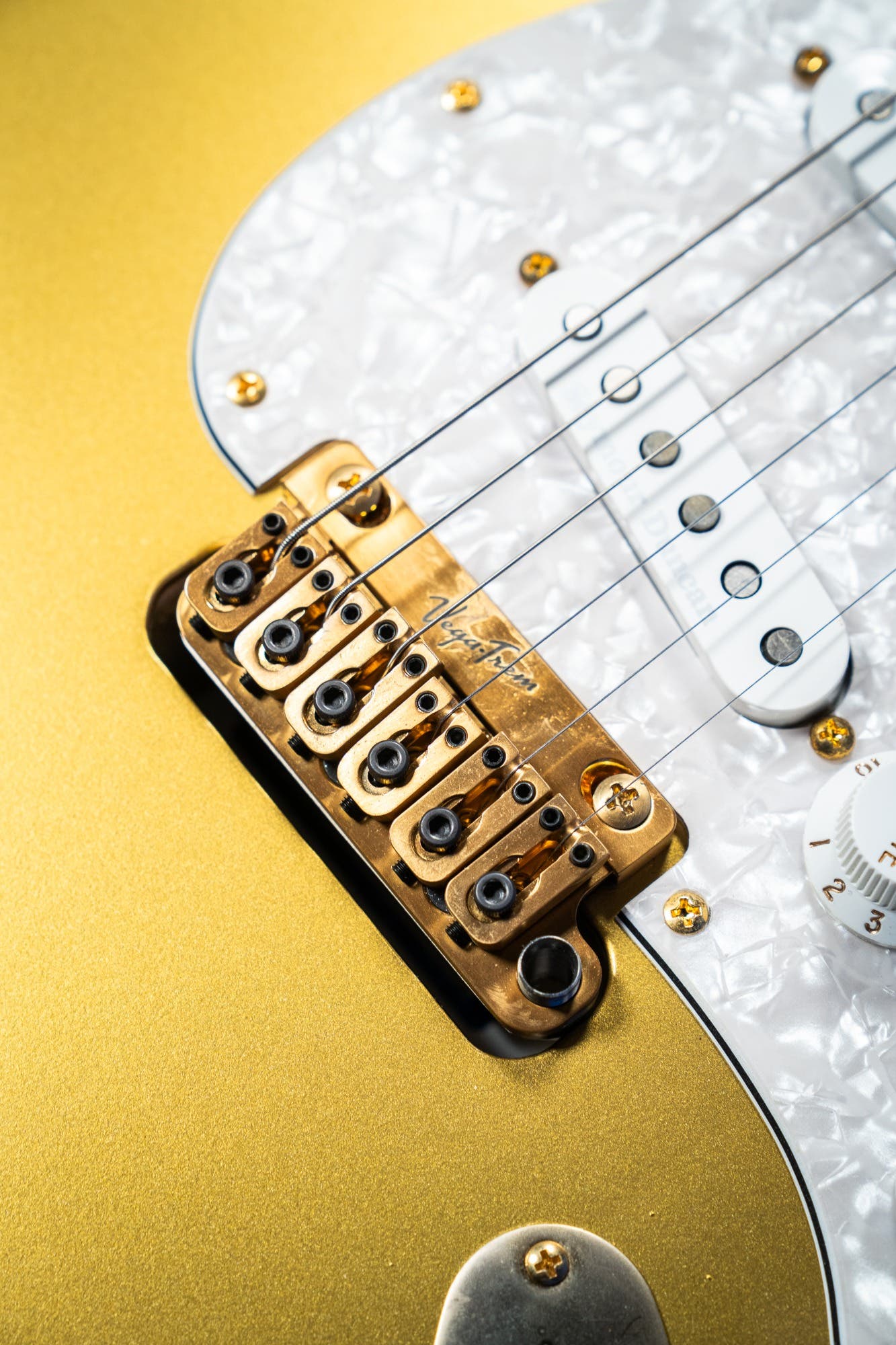 Partscaster - Lincoln Brewster Strat Body / Full RW Neck / Vegatrem / Gilmour & Hendrix Pickups w/DLX Case - Aztec Gold - Pre-Owned