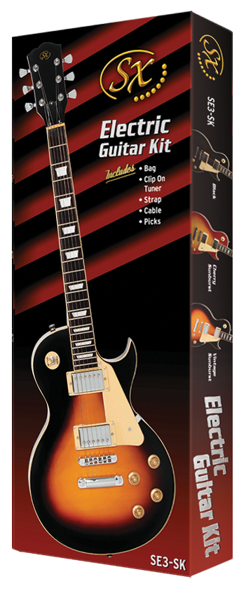 SX GTSE3SKB "LP" Style Electric Guitar w/Accessories - Black