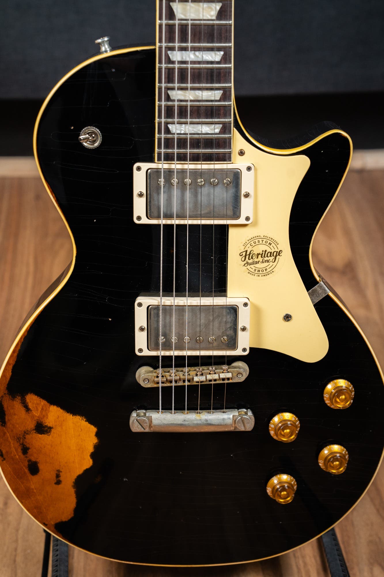 Heritage Custom Shop Factory Special H-150 Electric Guitar - Ebony over Dirty Lemon Burst (AA)
