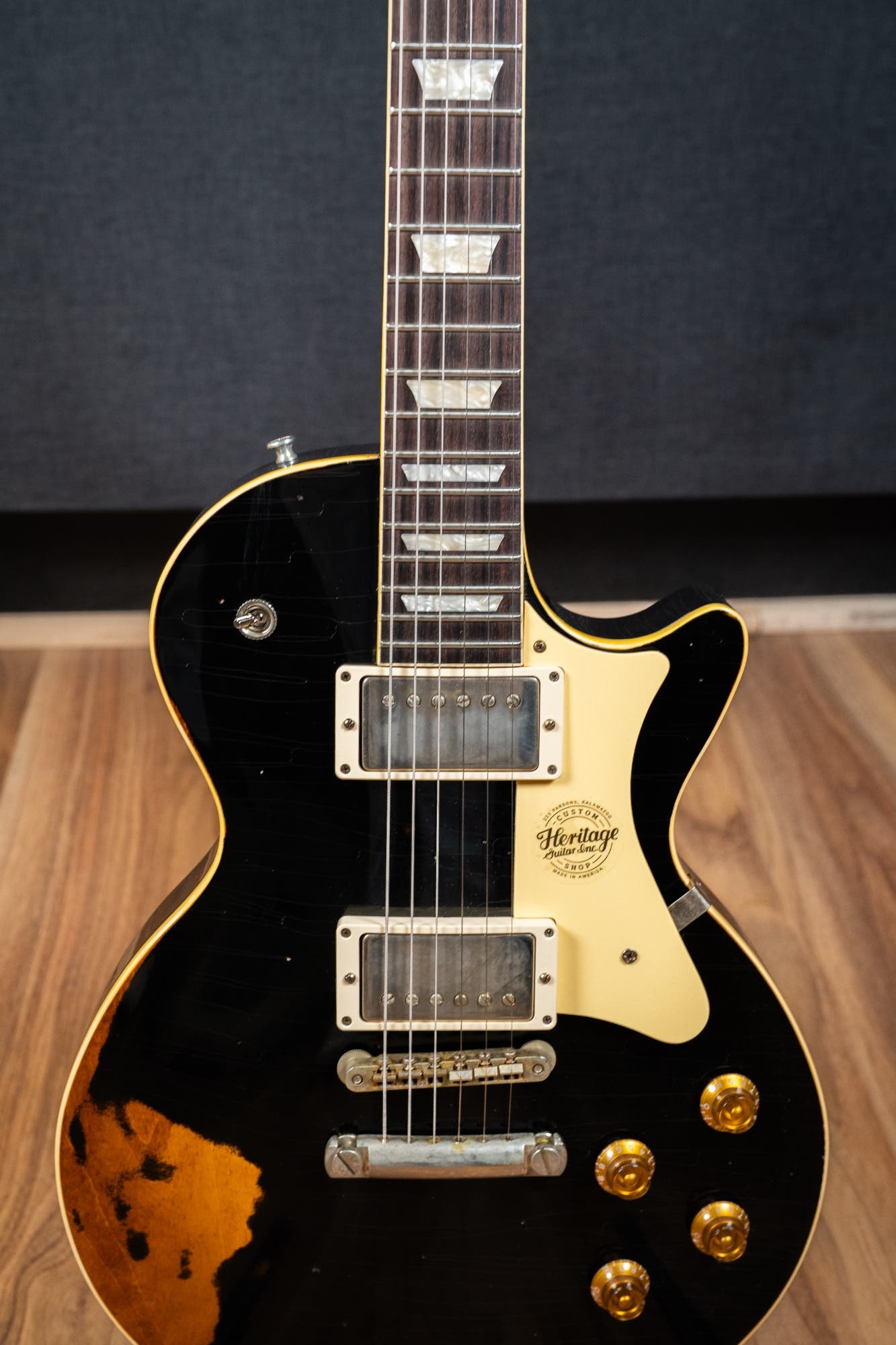 Heritage Custom Shop Factory Special H-150 Electric Guitar - Ebony over Dirty Lemon Burst (AA)