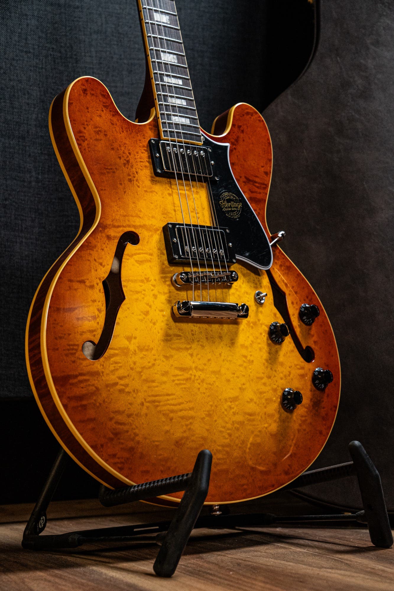 Heritage Custom Shop Core H-535 Blistered Maple Electric Guitar w/Case - Almond Sunburst