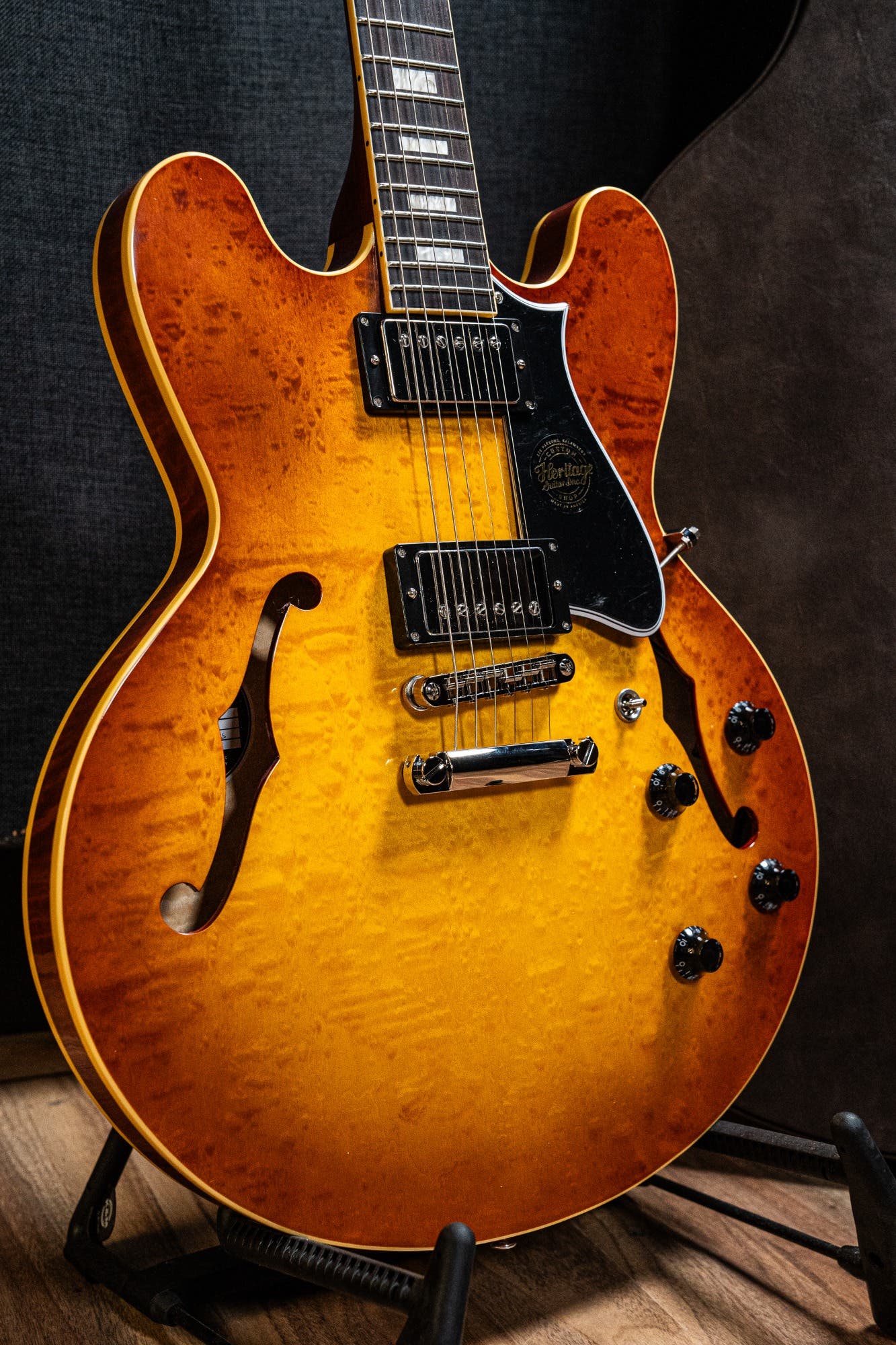 Heritage Custom Shop Core H-535 Blistered Maple Electric Guitar w/Case - Almond Sunburst