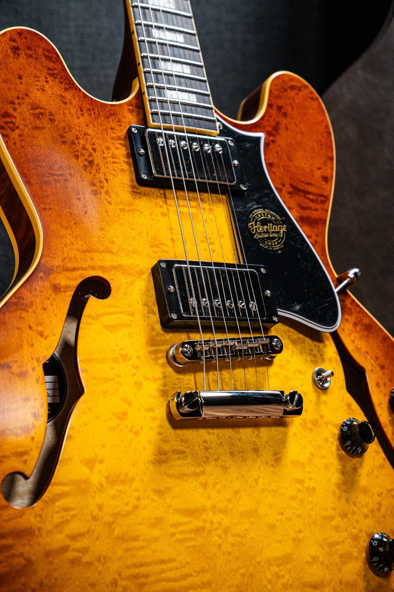 Heritage Custom Shop Core H-535 Blistered Maple Electric Guitar w/Case - Almond Sunburst