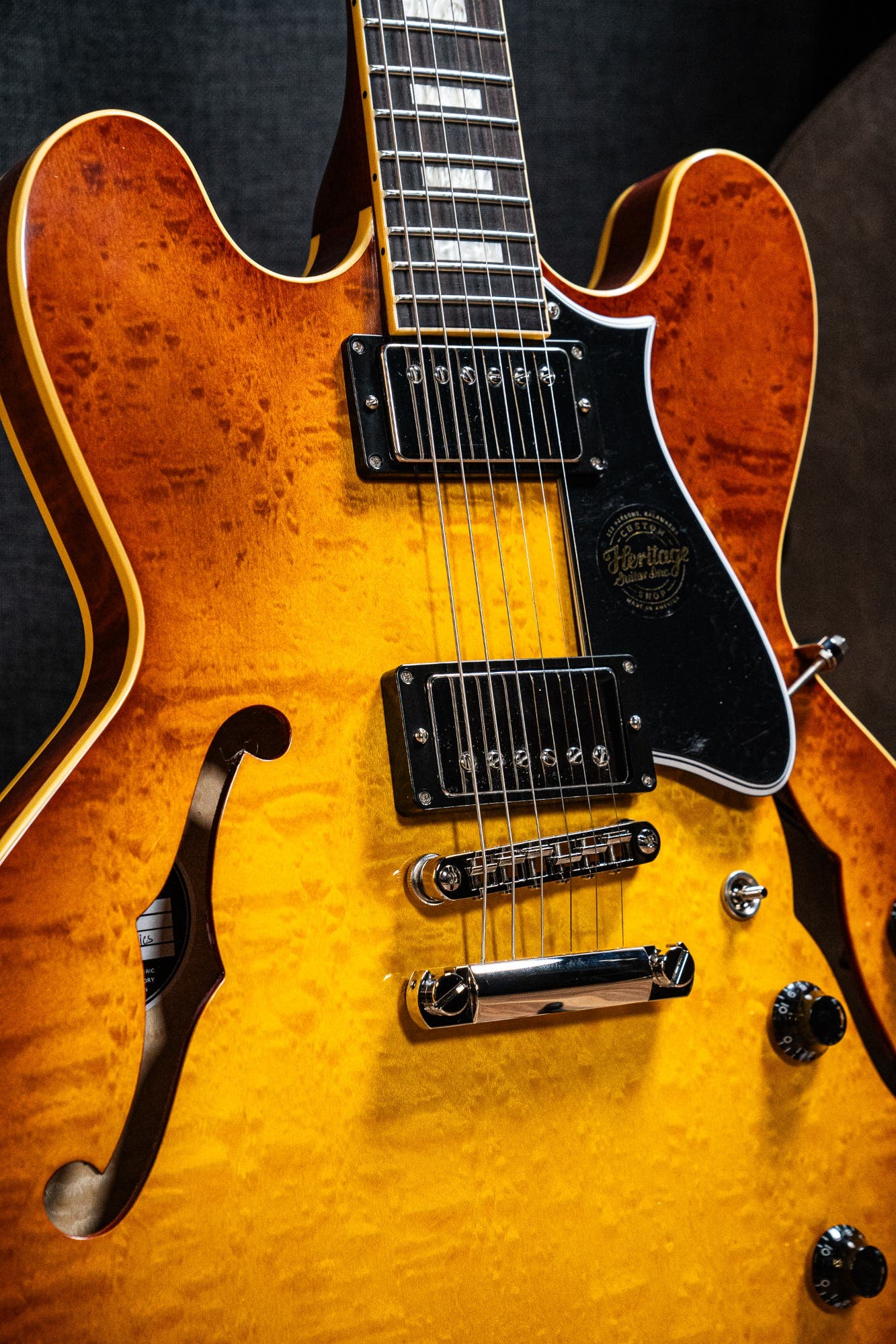 Heritage Custom Shop Core H-535 Blistered Maple Electric Guitar w/Case - Almond Sunburst