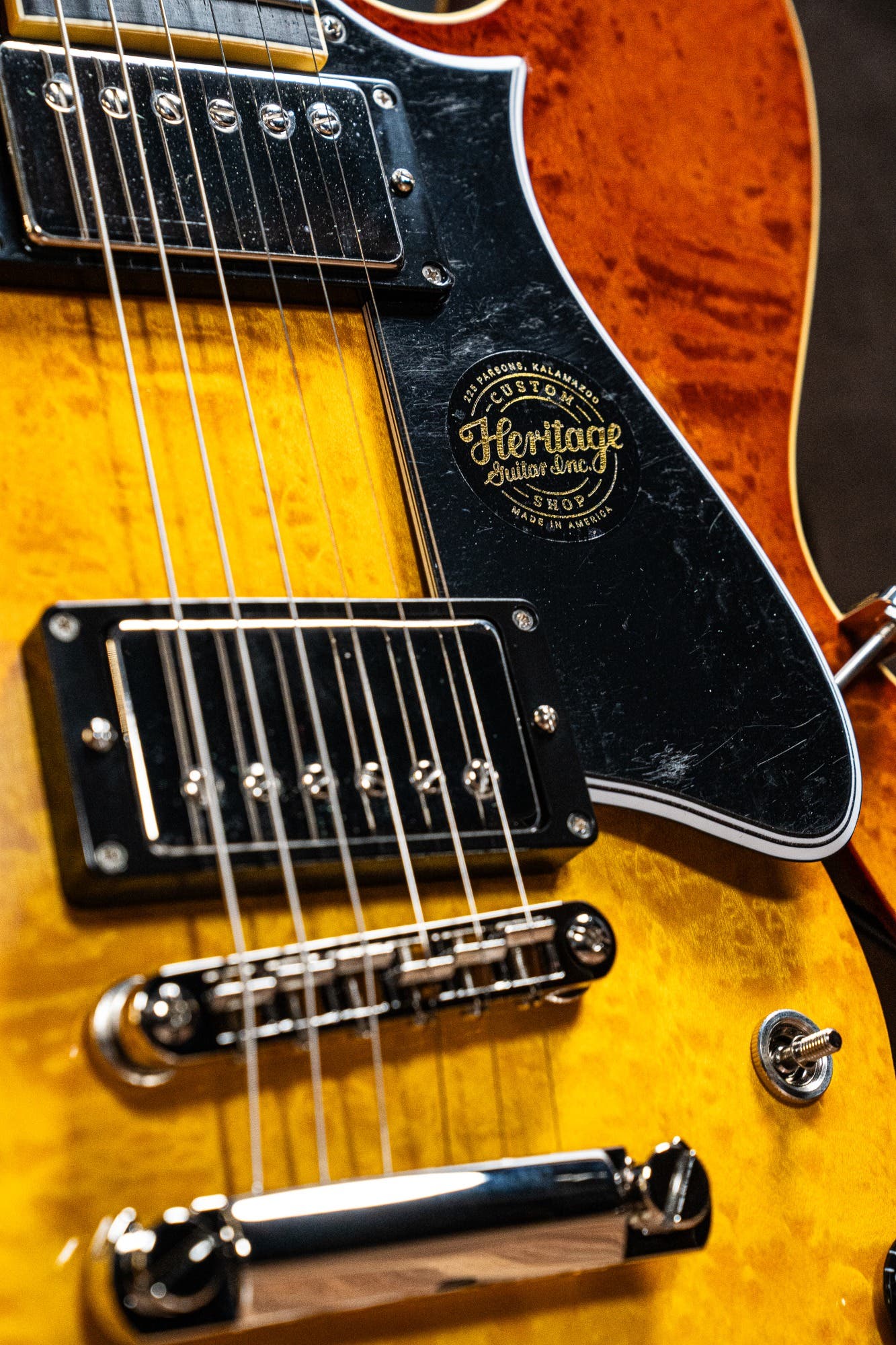 Heritage Custom Shop Core H-535 Blistered Maple Electric Guitar w/Case - Almond Sunburst