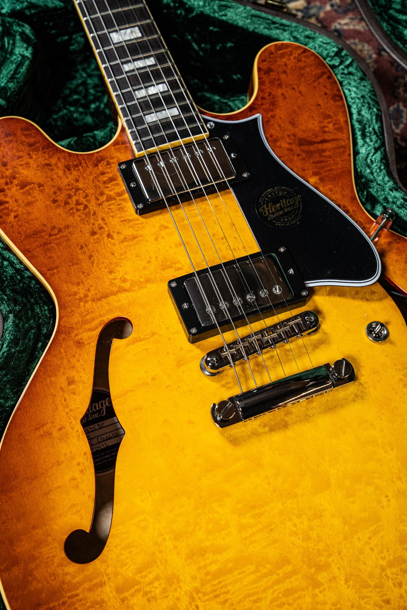 Heritage Custom Shop Core H-535 Blistered Maple Electric Guitar w/Case - Almond Sunburst