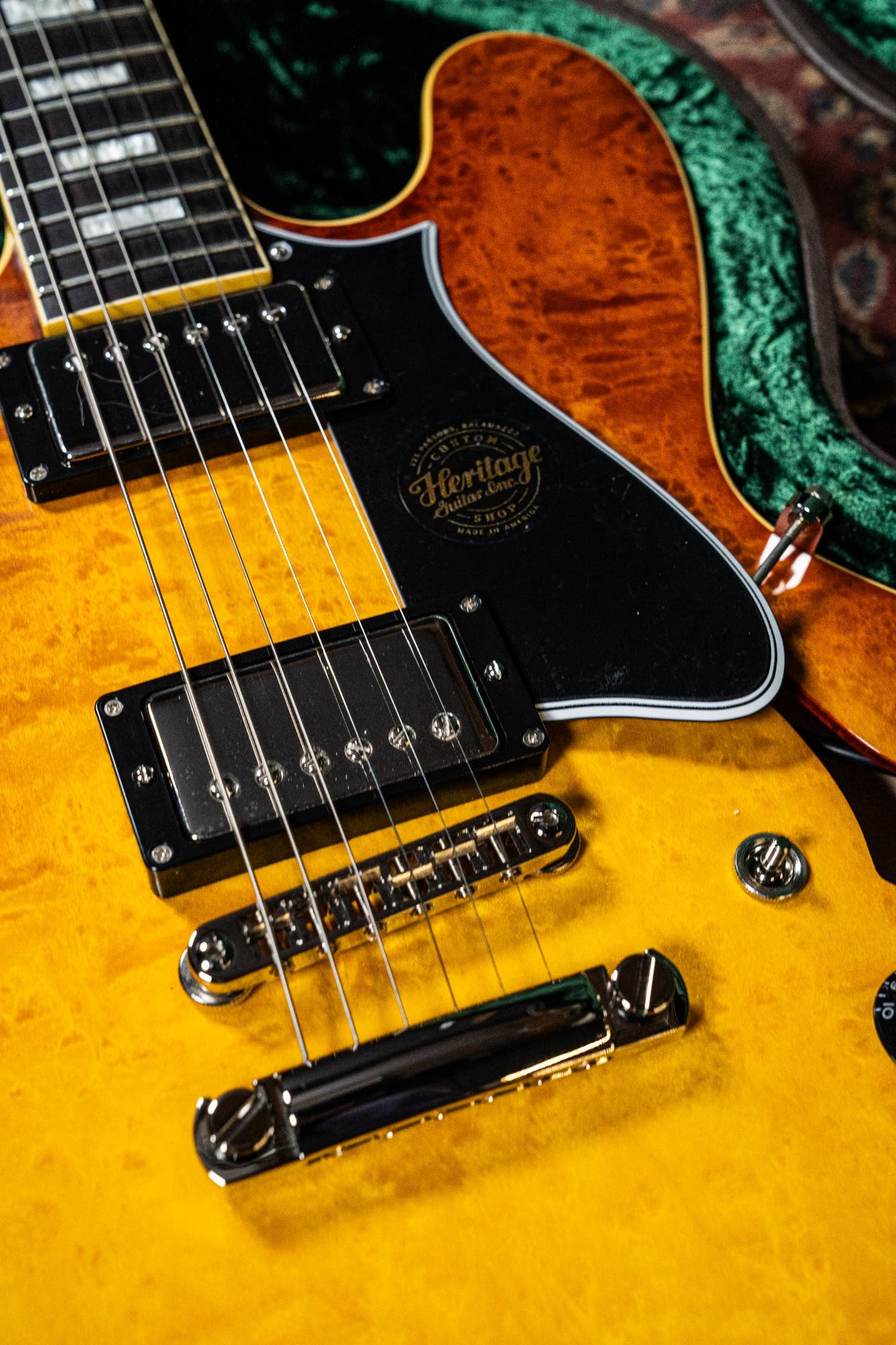 Heritage Custom Shop Core H-535 Blistered Maple Electric Guitar w/Case - Almond Sunburst