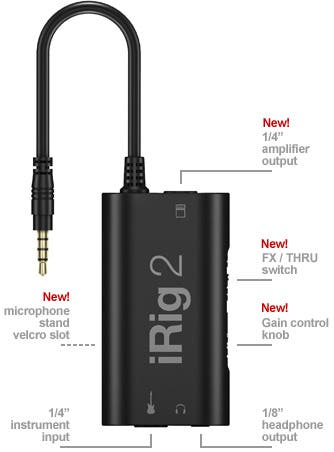 IK Multimedia iRig 2 Guitar/Bass interface for iPhone/iPad/iPod Touch